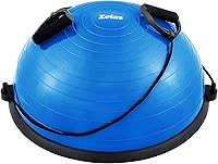 ZELUS 23" Balance Ball Trainer with Resistance Bands & Foot Pump - Anti-Burst Half Yoga Ball for Core Strength, Balance Training & Home Workouts, 330lbs Capacity