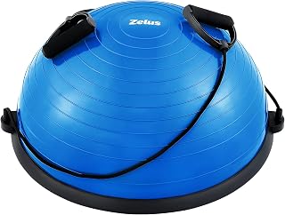 ZELUS 23" Balance Ball Trainer with Resistance Bands & Foot Pump - Anti-Burst Half Yoga Ball for Core Strength, Balance Training & Home Workouts, 330lbs Capacity