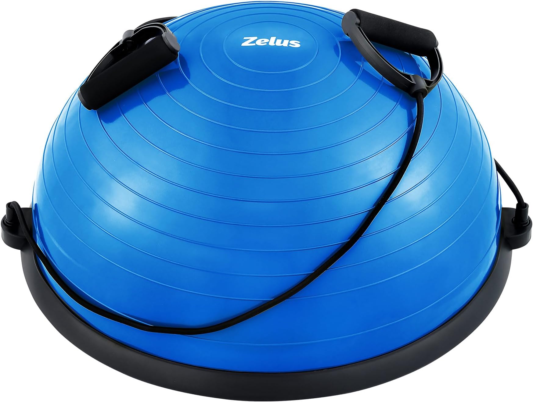 ZELUS Balance Ball Trainer with Resistance Bands and Foot Pump, Inflatable Yoga Ball for Home Gym Workouts, 23 Inch Exercise Half Ball for Balance Training Core Strength Fitness More, 330lb Cap