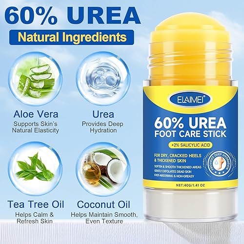 Miniatura 2 de YUEPLATTNMAY Crema de pies de urea, crema de urea 60 por ciento para pies de máxima fuerza, crema de pies para talones agrietados y piel seca, crema
