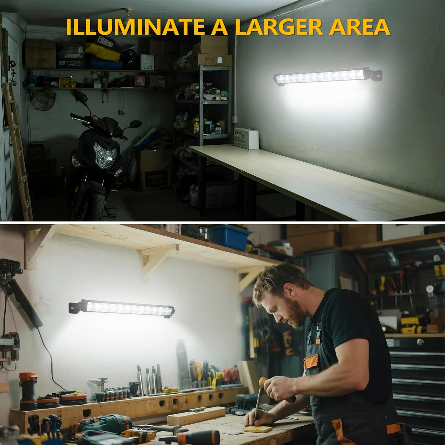 4 Pack 24W LED Shop Light, Plug in Garage Light with 6.5FT Cord and On/Off Switch, 6000K 5400LM Work Shop Lighting for Garage Workshop Warehouse Factory Yard