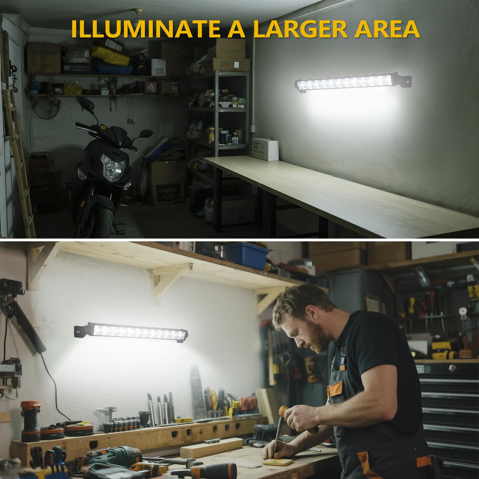 2 Pack 24W LED Shop Light Plug in Garage Light with 6 5FT Cord and On Off Switch — view 3