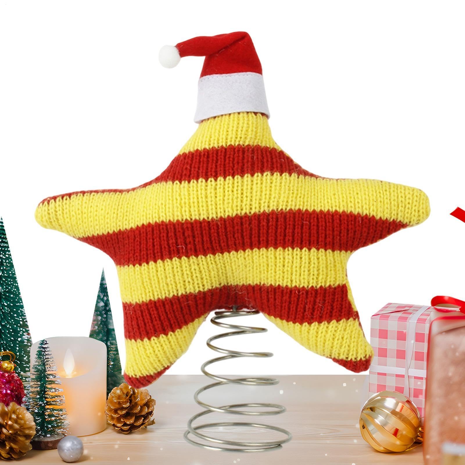 Punta de estrella para árbol de Navidad vintage y ligera para decoración de invierno