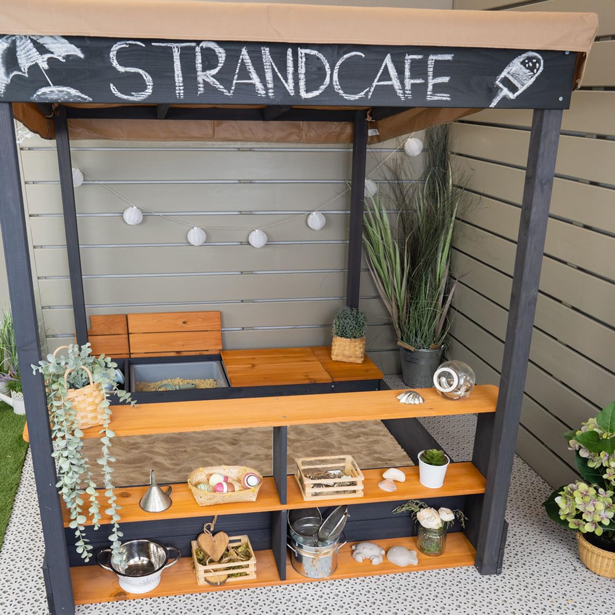 Meppi Sandkasten Travemünde Mit Dach Und Verkaufstheke - Holz Sandkiste Für Kinder