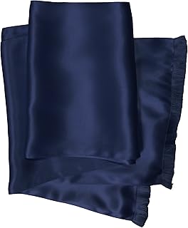 Classic Royal Silk Aviator Scarf for Women - Twin Layered Satin Silk - 8â€ x 58â€ - Navy