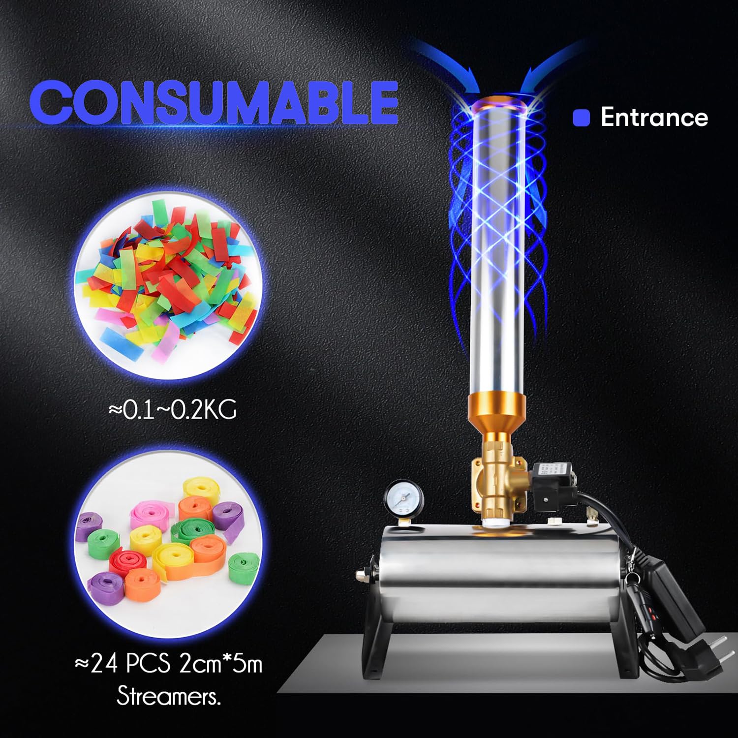 Machine à effet de confettis en acier inoxydable lanceur de confettis professionnel avec télécommande, machine à tirer des confettis pour les concerts, les mariages, les événements spéciaux 2pcs