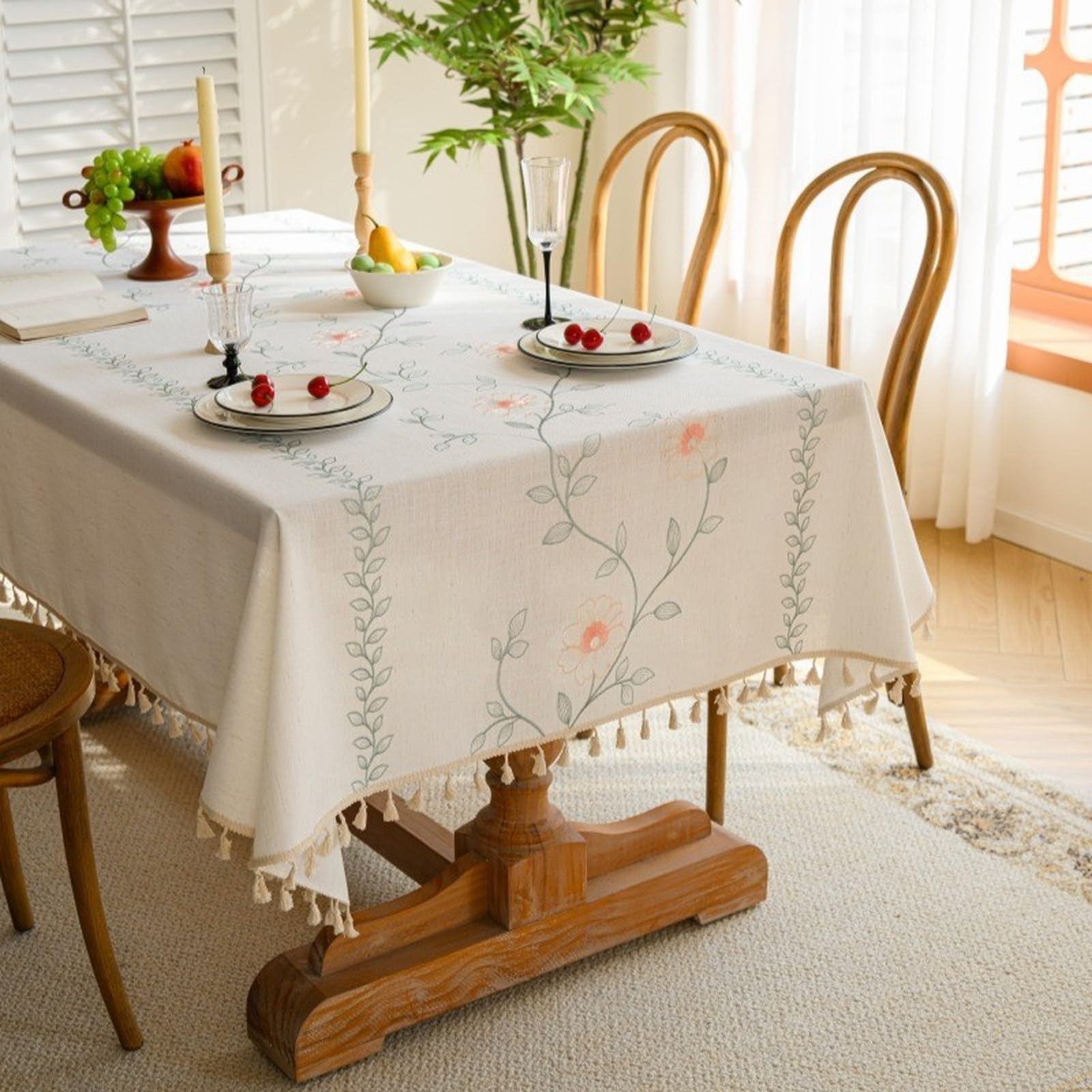 Tovaglia impermeabile, 140 x 260 cm, colore azzurro, tovaglia versatile in stile country per cucina, buffet, feste e campeggio, resistente e facile da pulire