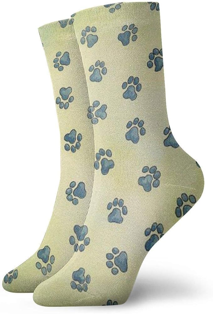 Men's And Women Socks Dog Paw Print Colorful Funny Novelty Crew Socks