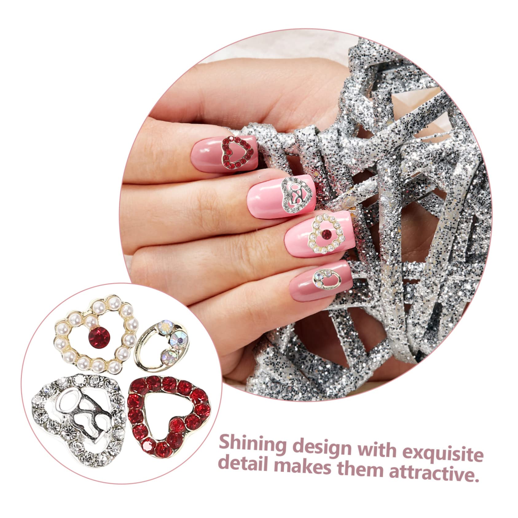 minkissy 200pezzi Charms Per Unghie Forma Di Cuore Decorazioni Per Nail Art Eleganti Ciondoli Per Unghie Perfetti Per Manicure e Artigianato Feste e Occasioni Speciali