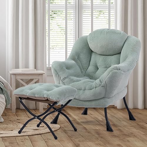 Miniatura 382 de HollyHOME - Silla perezosa grande de tela para sala de estar, silla de lectura, acogedora silla de descanso con reposabrazos, sofá de ocio, color