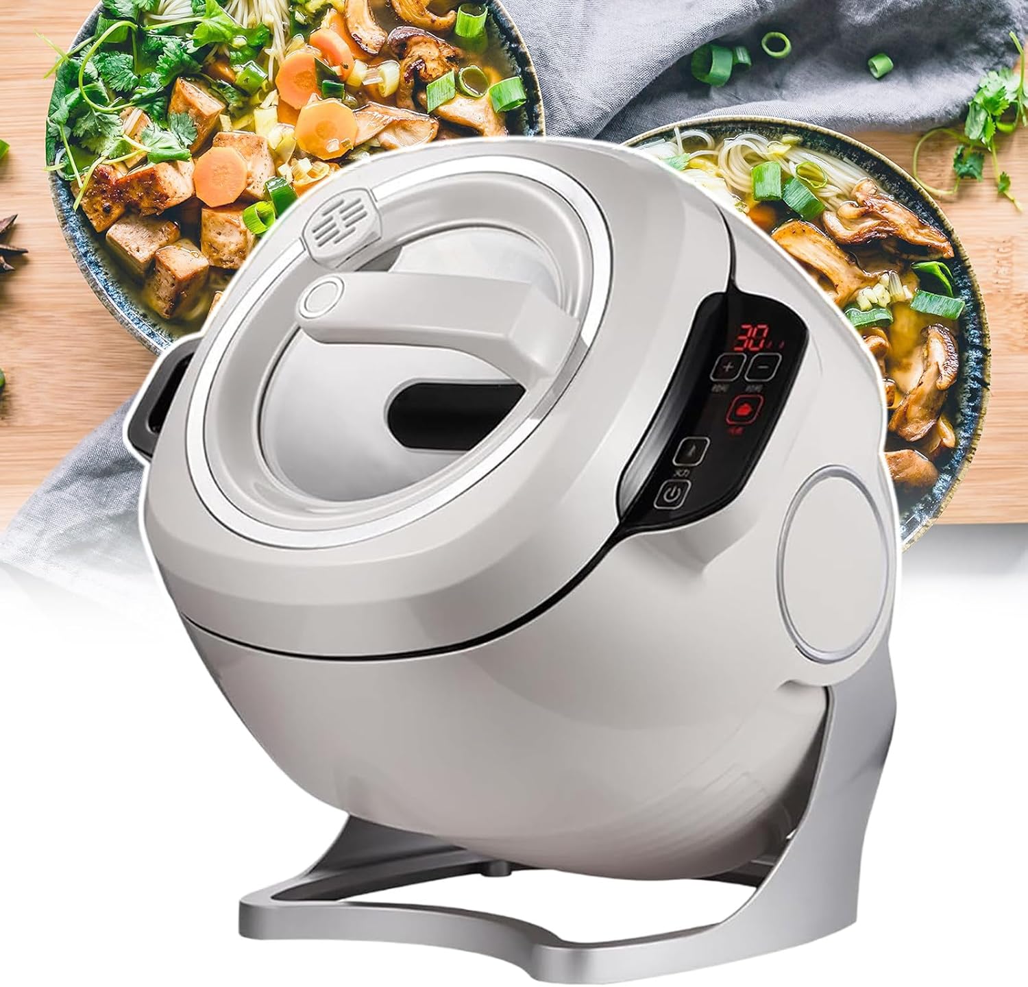 Automatic Cooking Wok, Drum Type Stir Frying Machine, 2000 W Firepower, 360° Rotating & All-Round Heating, 3 Speed Adjustable, For Canteens, Restaurants
