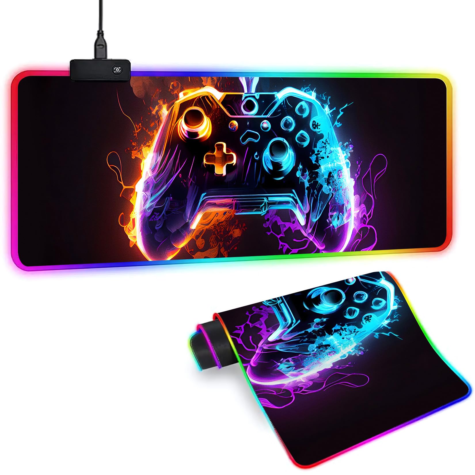 XL RGB Gaming Mouse Pad with 14 Light Modes - Light Up Gamer Mouse Pad,31.5 x 11.8in Non-…