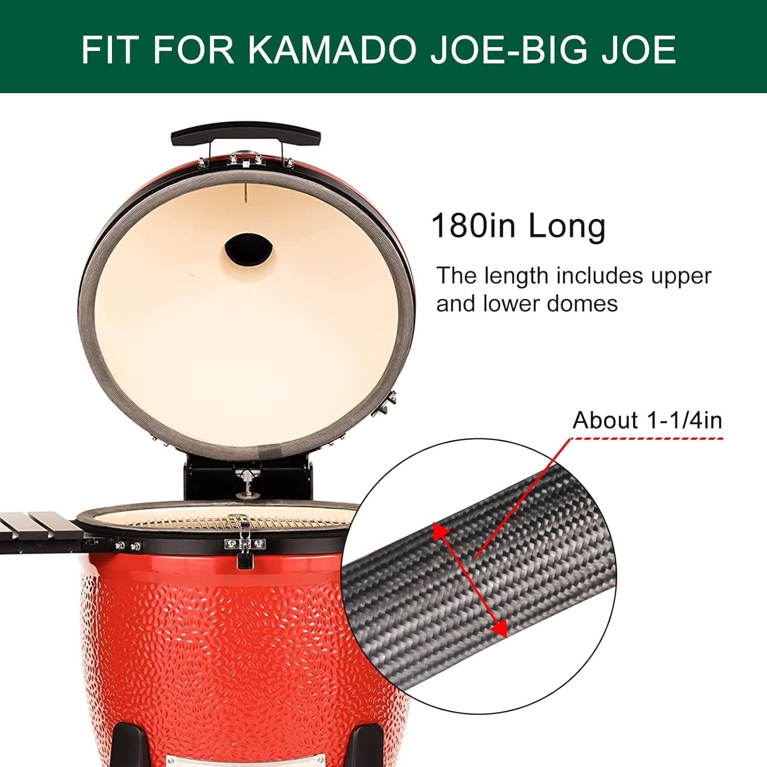 Kit de juntas de malla de alambre para Kamado Joe Classic, de fibra de vidrio de alta temperatura, repuesto para barbacoa y ahumador, fieltro autoadhesivo de 457 cm de largo