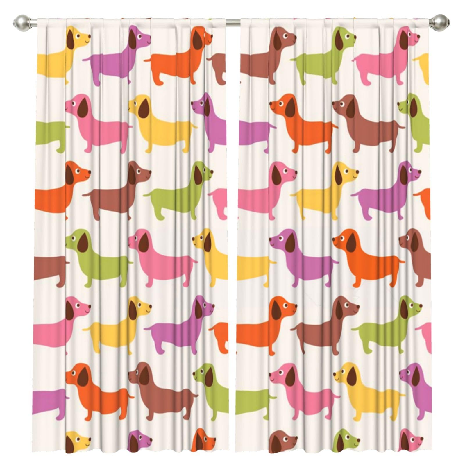 InOmak Dachshund Sausage Dogs Cute Dog, 2 Panels Window Curtains 52 x 84 Inch Blackout Curtains for Living Room Bedroom