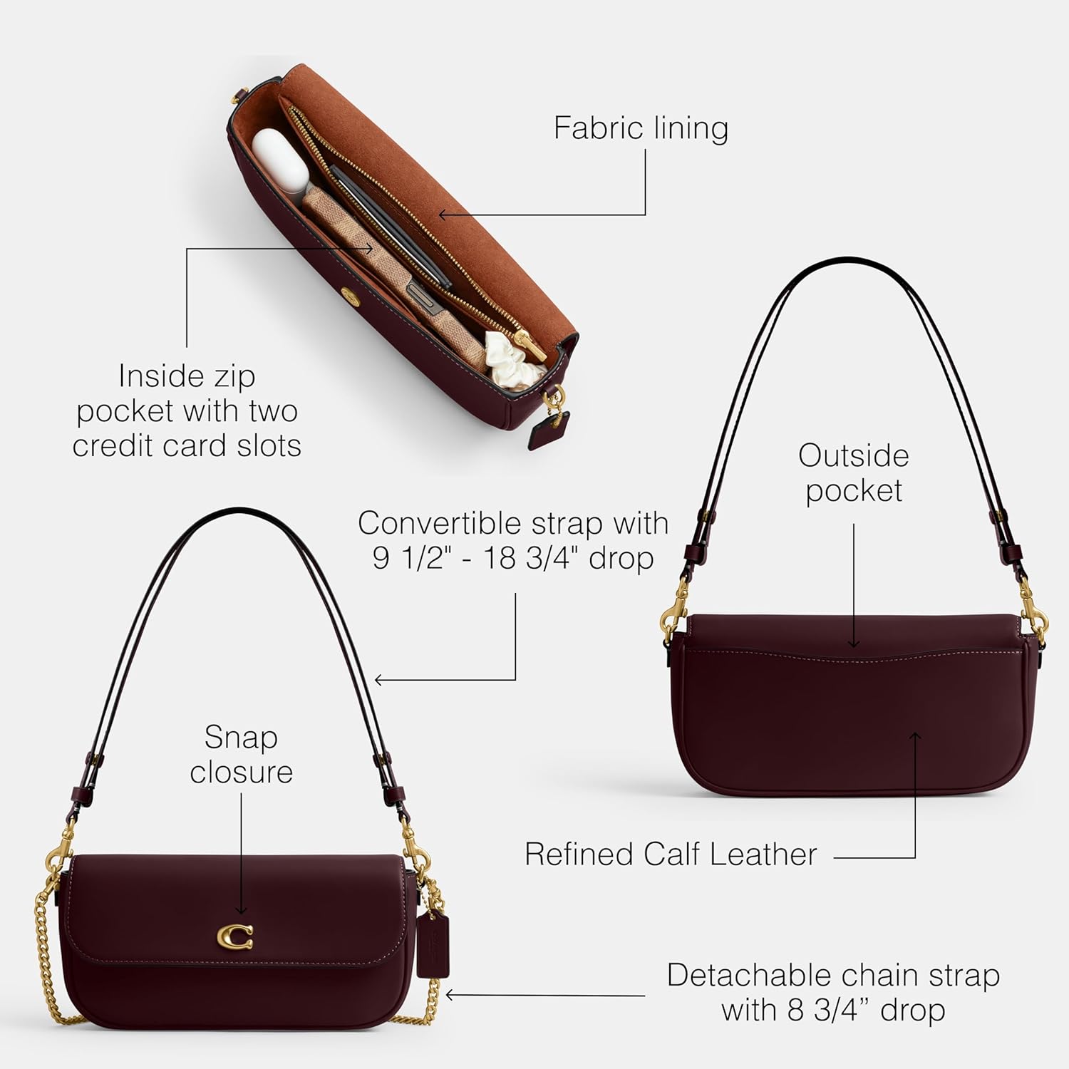 Coach Brook Flap Bag with Chain - Image 4