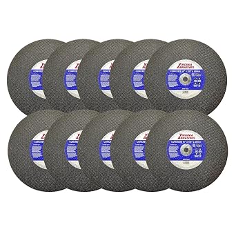 14" Cut Off Wheel Concrete 14x 1/8 x20mm Chop Saw Blade, 90 Cuts, 10 Pack
