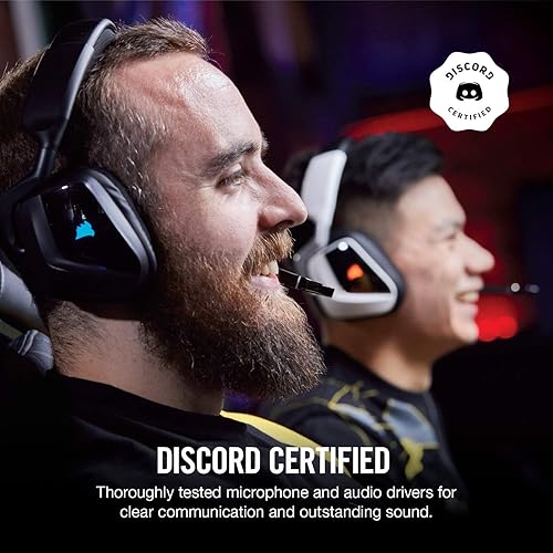 Vista 6 de CORSAIR Void PRO - Auriculares inalámbricos RGB para juegos, Dolby 7.1 Surround Sound para PC, certificados por Discord, controladores de 1.969 in