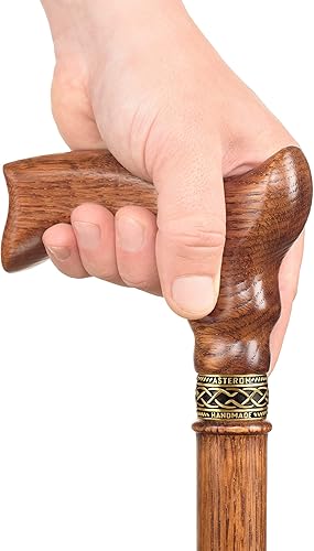 Miniatura 9 de Bastón de caminar extra alto hecho a mano para hombres, bastón ergonómico de madera tallada con estilo, 39 pulgadas (caramelo clásico)