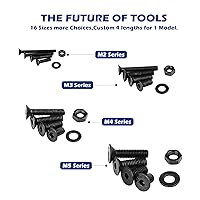 Vista 3 de 1500 piezas, Juego de surtido de tornillos, M2 M3 M4 M5, pernos de cabeza hexagonal plana de acero aleado de grado 10.9, tuercas y arandelas