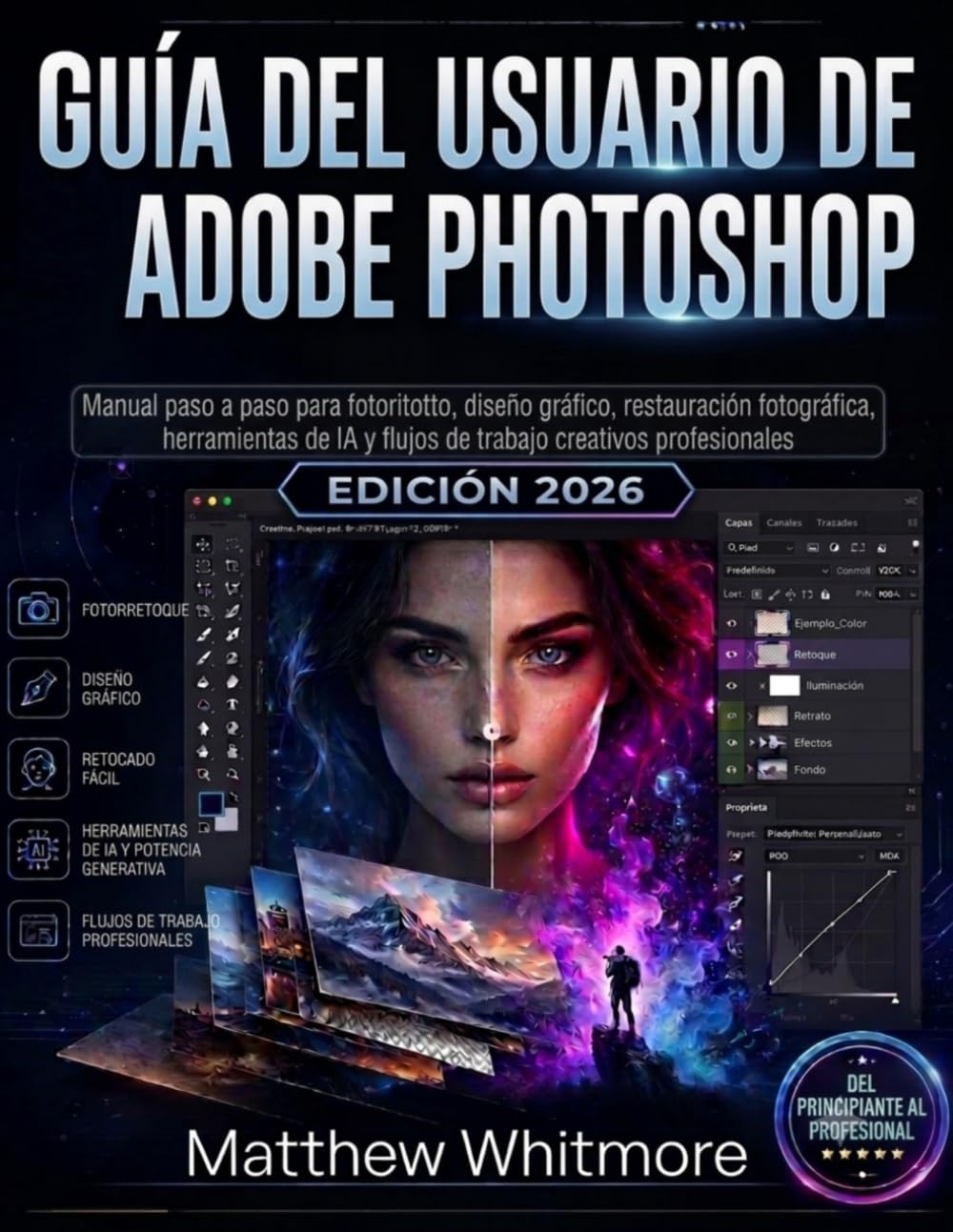 Guía del usuario de Adobe Photoshop: Manual paso a paso para edición de fotos, diseño gráfico, retoque, herramientas de IA y flujos de trabajo creativos profesionales