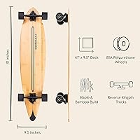 Vista 31 de Retrospec Zed Cruiser & Pintail Longboard Skateboard Complete – Bamboo & Canadian Maple Wood Cruiser con camiones Kingpin reversa