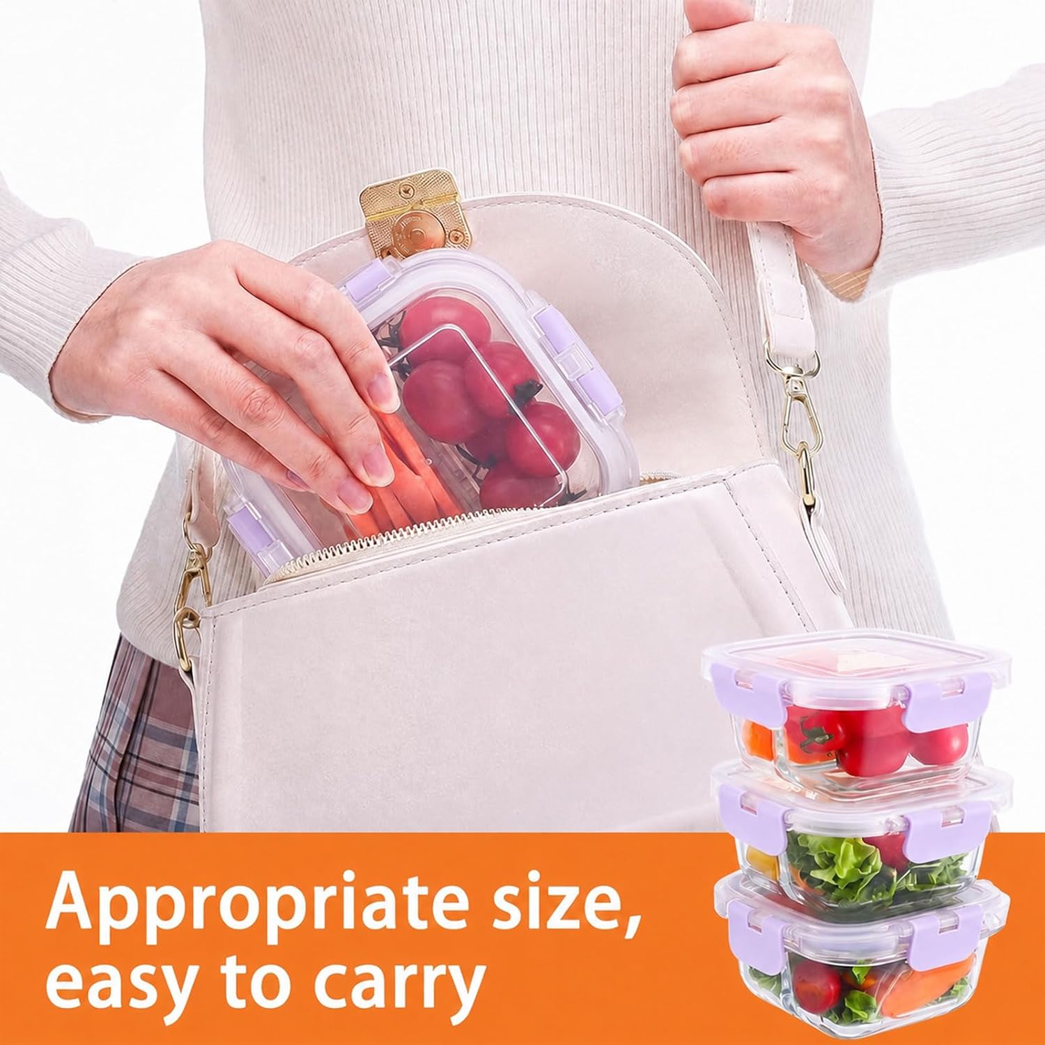 3 Pack Bariatric Meal Prep Containers, 8oz Glass Snack Containers