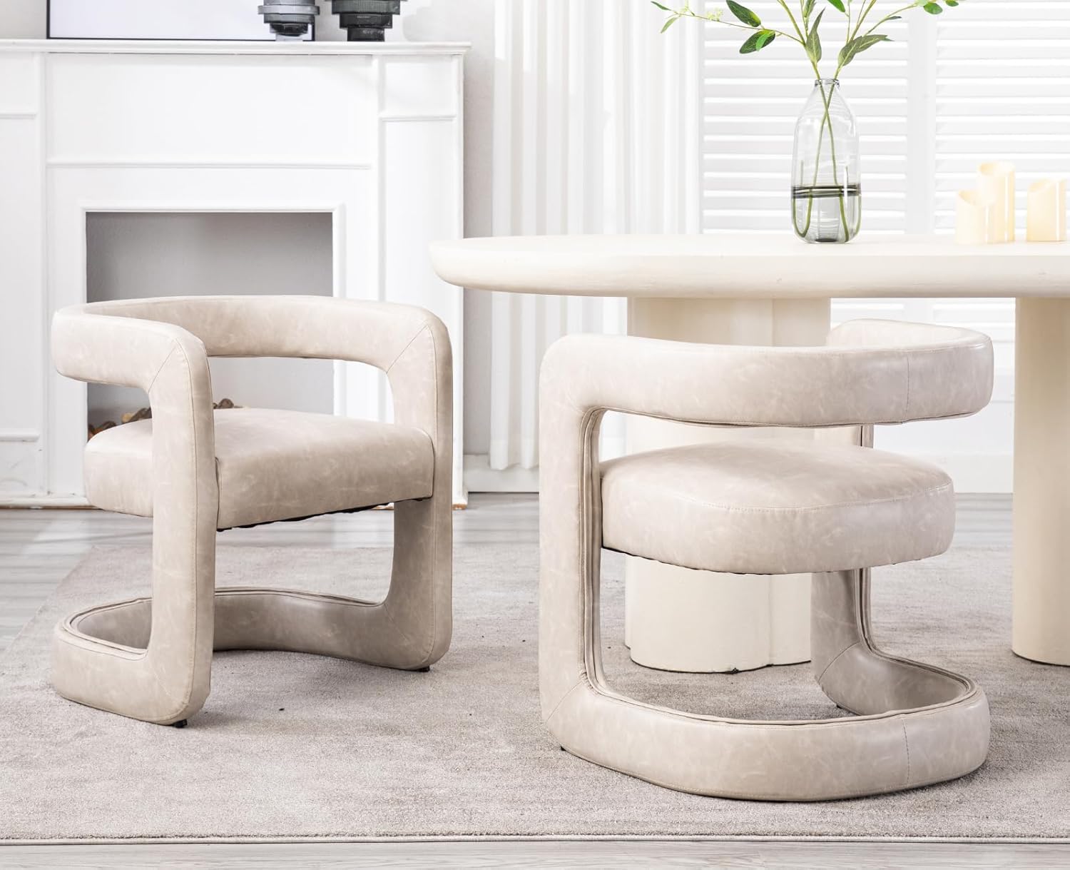 Shunzhi Modern Dining Chairs Set of 2 Grey Leather