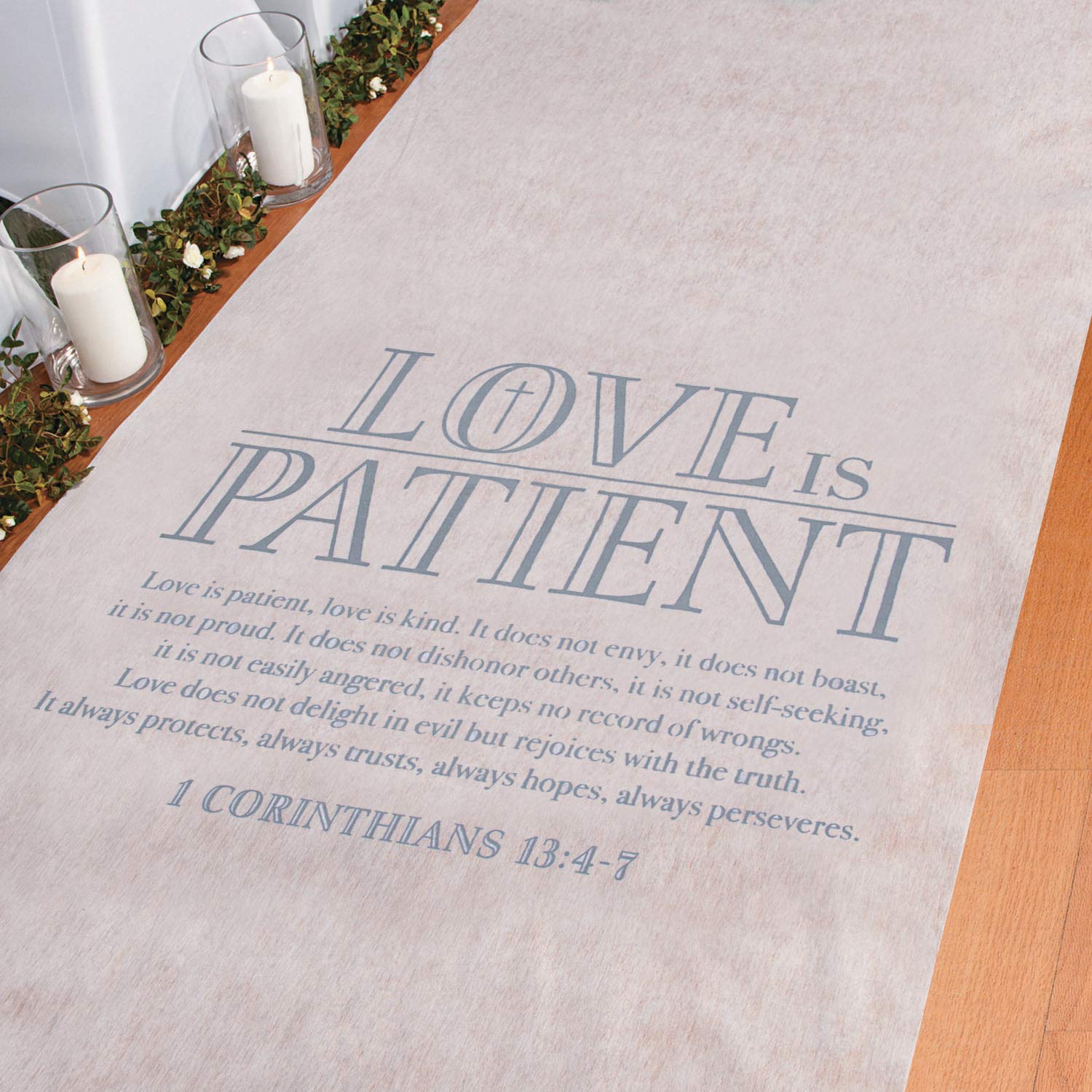 Love is Patient Corinthians Wedding Aisle Runner- 100 feet - Wedding Ceremony Aisle Decorations
