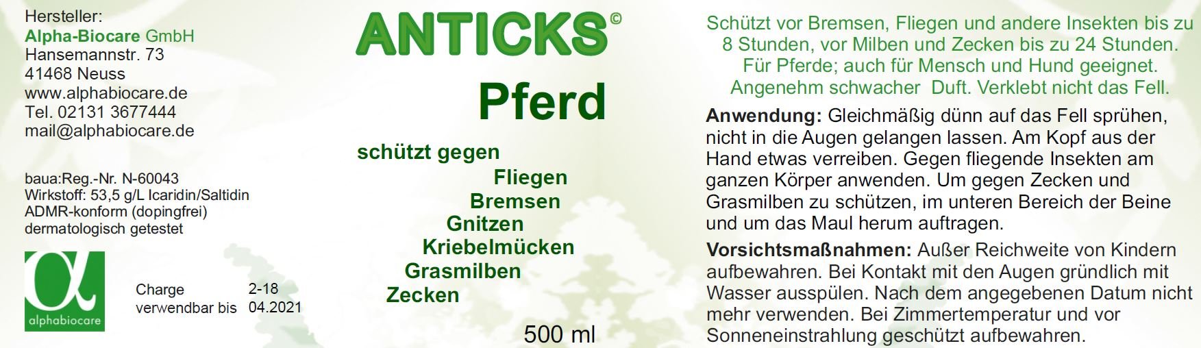 Protección eficaz y duradera contra moscas, tábanos, mosquitos, ácaros, pulgas, garrapatas, mosquitos (500 ml)