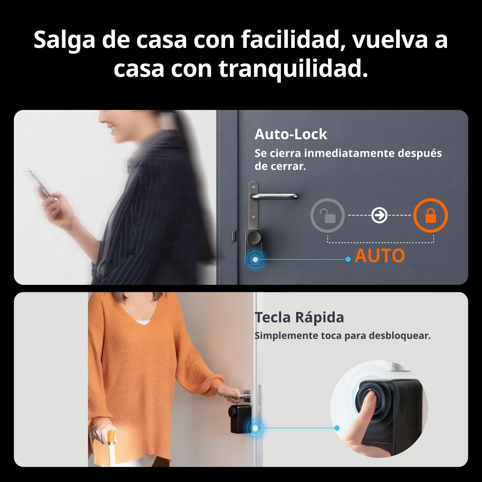 SwitchBot Lock Pro WiFi Inteligente, de Acceso Sin Llave, Cerradura Inteligente Puerta Delantera, Cerrojo Inteligente, Adaptable al Cerrojo Existente en Minutos, admite Matter, Alexa, Google, IFTTT.