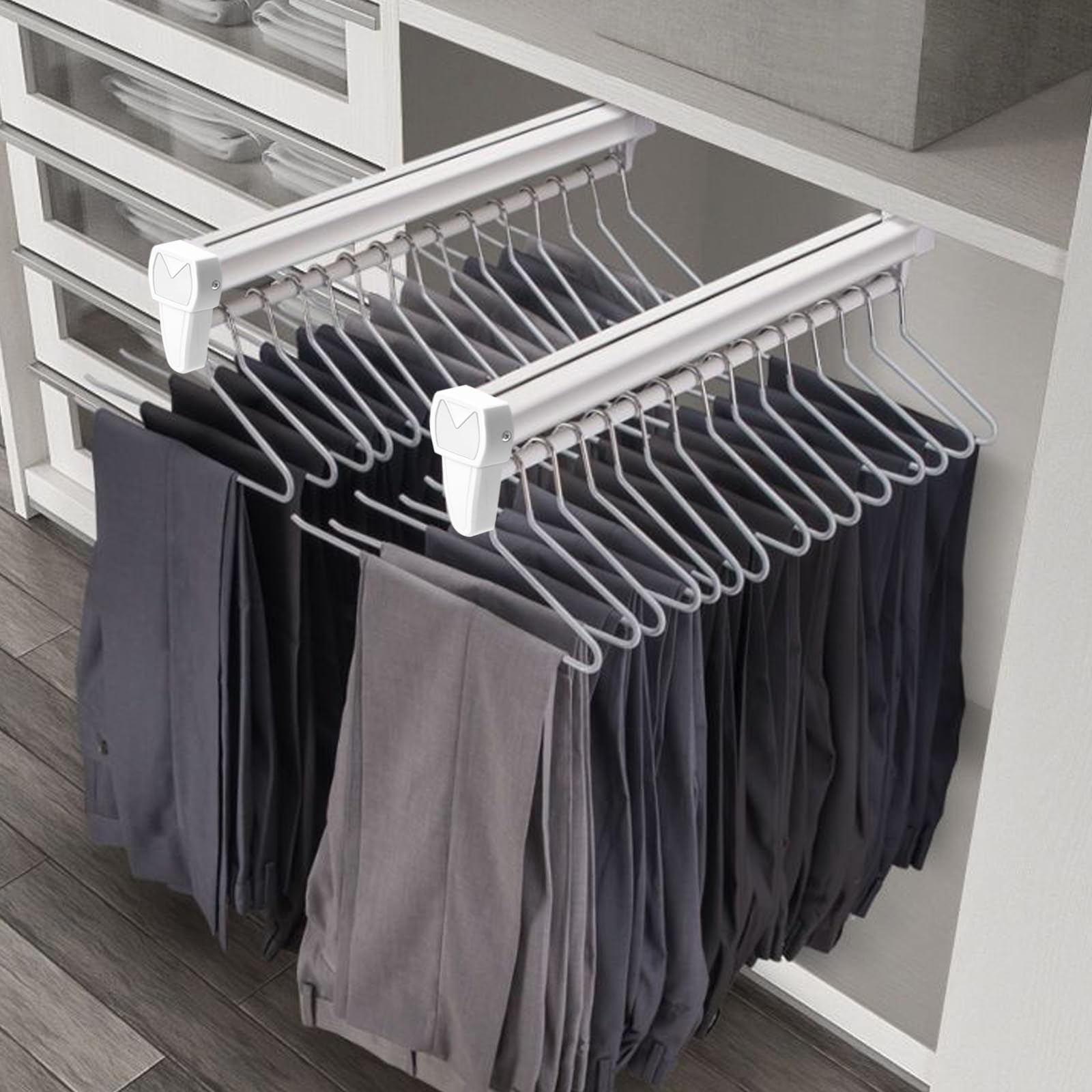 Appendiabiti estraibile regolabile da 31 cm, appendiabiti estensibile per riporre pantaloni e vestiti, supporto resistente fino a 30 kg, organizer salvaspazio per armadio per uso domestico