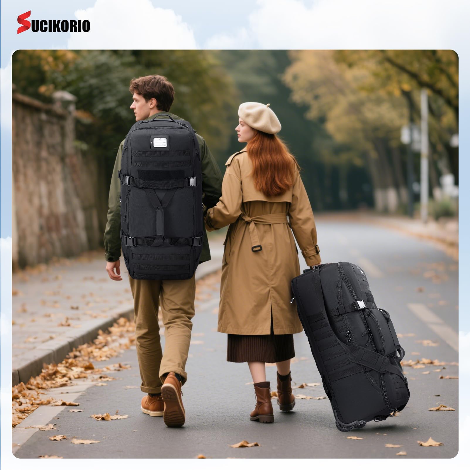 Borsone da Viaggio Con Ruote, Impermeabile 3 In 1 Militare Zaino da Viaggio Aereo Bagaglio a Mano con Lucchetto Combinazione 3 Cifre Grande 85L XL Trekking Borsa da Viaggio Unisex Weekender
