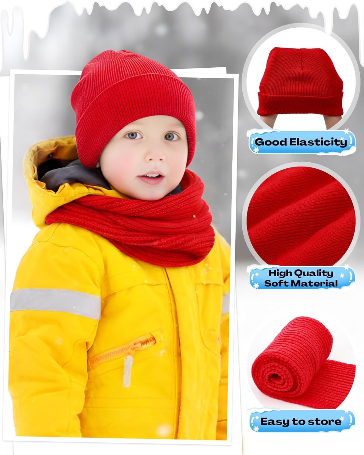 48 Set Kids Beanie Hat Scarf Gloves Set with Bag for Boys Girls Winter Gift, Christmas Donation, Homeless Care Package Bulk - Image 3