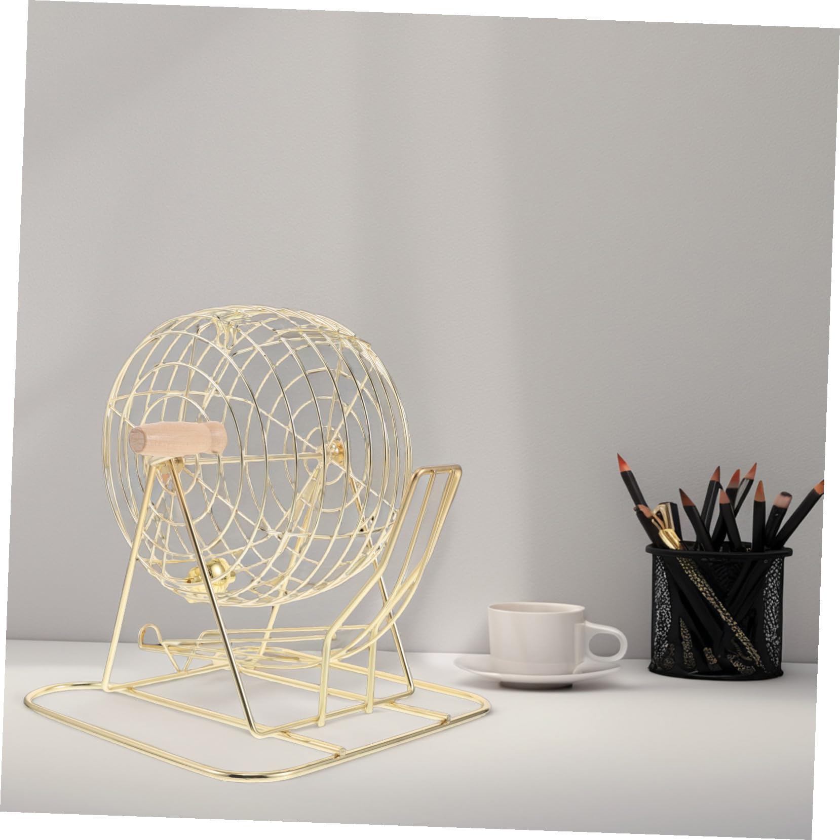 ERINGOGO Máquina de Bingo Jaula de Hierro y Mango de Madera, Equipo Emocionante para Juegos Familiares y Entretenimiento Infantil en Parques y Hogares