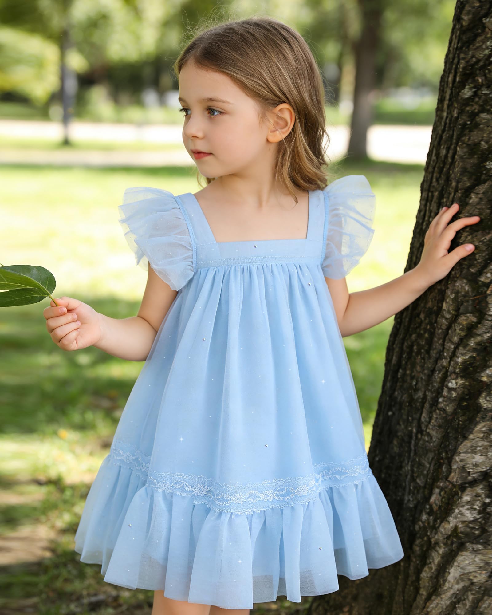 ZOEREA Vestido de Tul para niña pequeña, Volantes, sin Mangas, Vestido para niña para cumpleaños y Tiempo Libre 18M–6 años