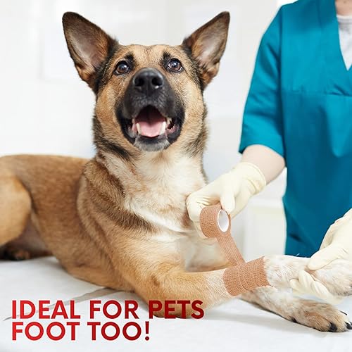 Miniatura 4 de HEALQU Cinta adhesiva para vendaje  Cinta cohesiva para atletismo y deportes  Cinta médica autoadherente de 1 pulgada x 5 yardas, vendas elásticas