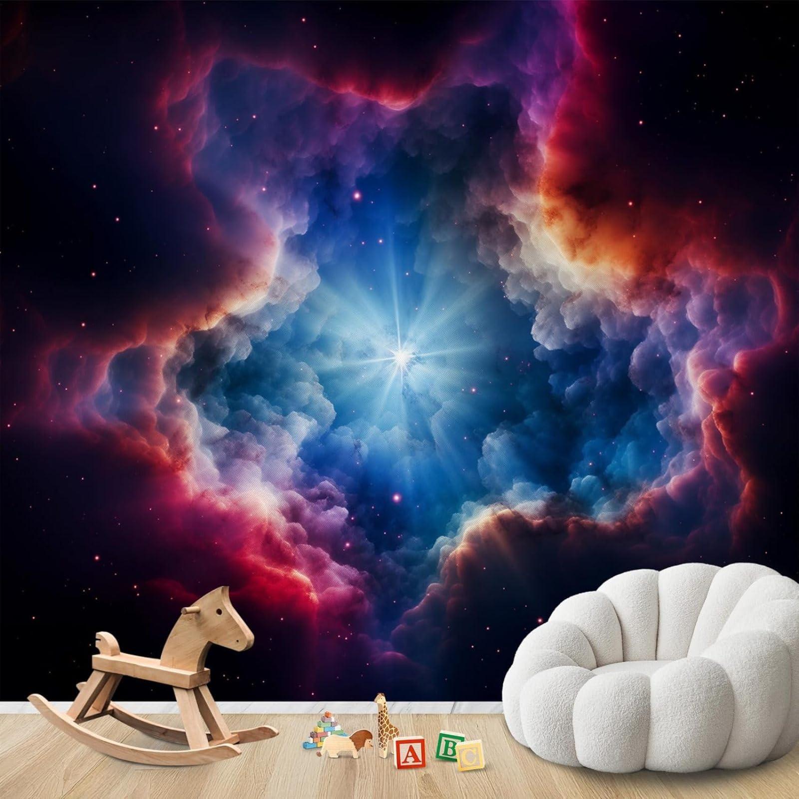 Hgjdjhnf 3D Mural Photo Wallpaper Space Blue And Purple Space Modern Living Room Bedroom Children's Room Wall Decoration Motif Wallpaper,400Cmx280cm Wall Sticker - Background Wall - Painting - Poster