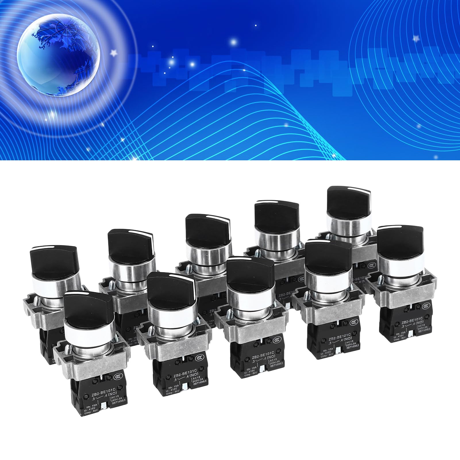 Commutatore rotativo a 2 posizioni, 5A 220V 22Mm Mini selettore autobloccante a foro per interruttore rotante per pulsante macchina industriale