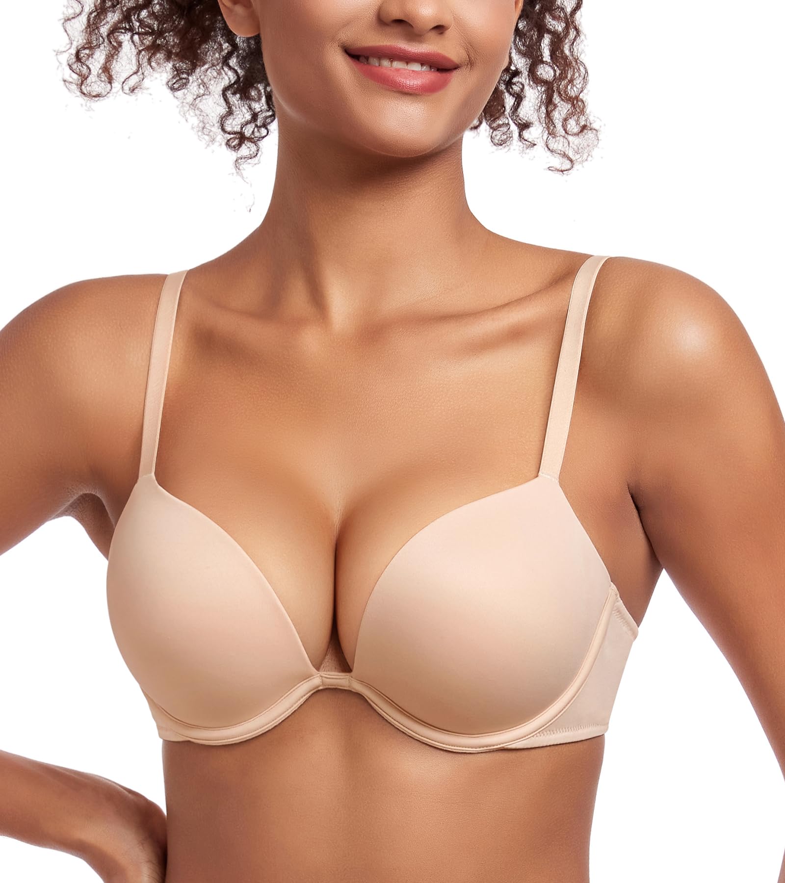 Lemorosy Reggiseno push-up imbottito da donna con profondo scollo a V e ferretto, 2 coppe