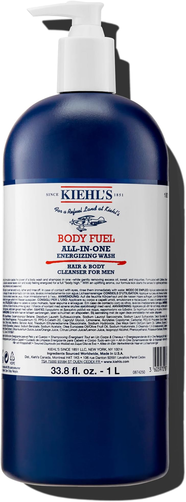 Kiehl's Body Fuel All-in-One Energizing Wash Homme/Man Shower Gel 1000 ml