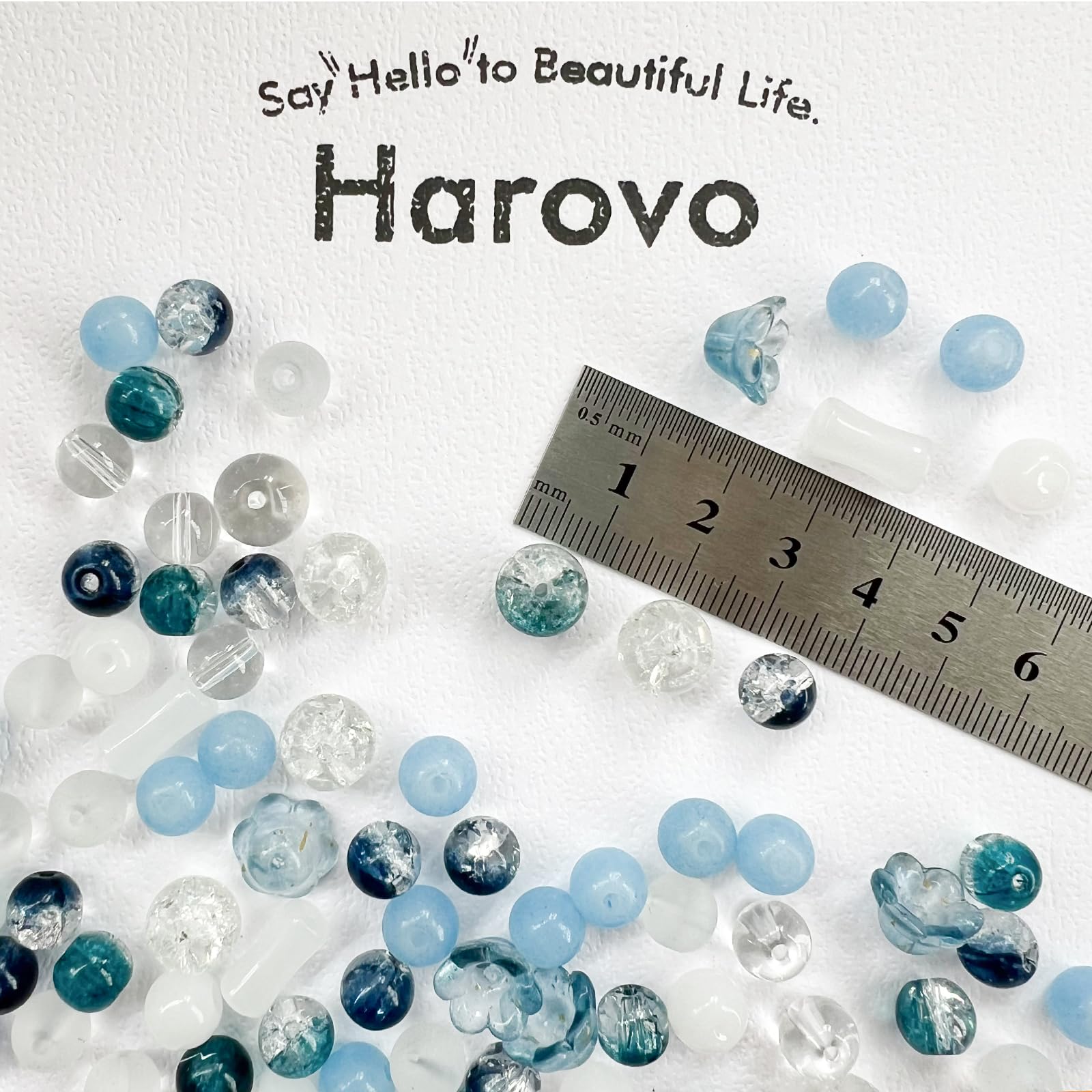 Amazon.co.jp: Harovo ビーズ ミックス 100g入り ガラスクラックビーズ 