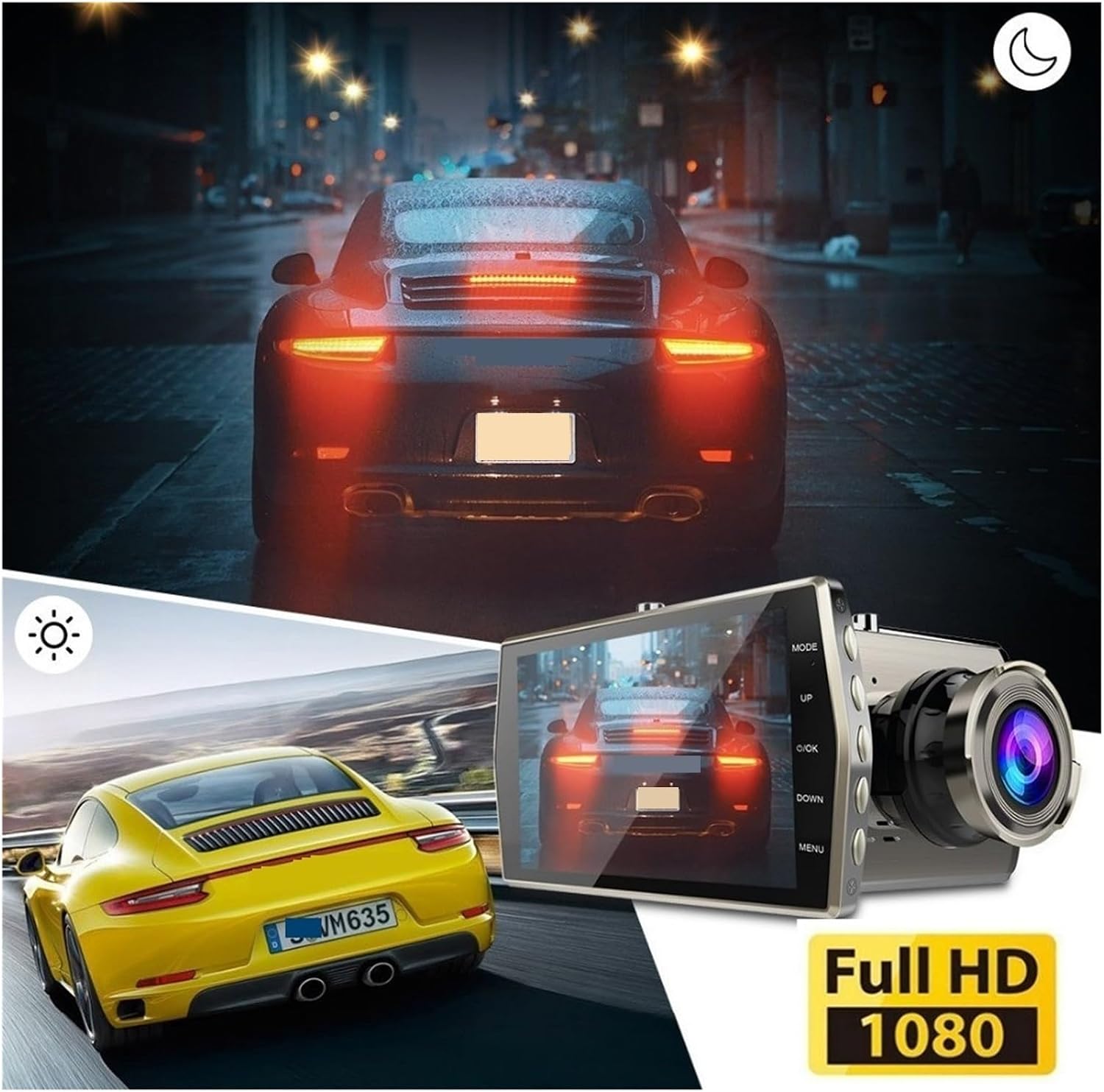 車載 DVR Wi-Fi; フル HD 1080P ダッシュカム リアビューカメラ ビデオレコーダー 自動駐車モニター ナイトビジョ