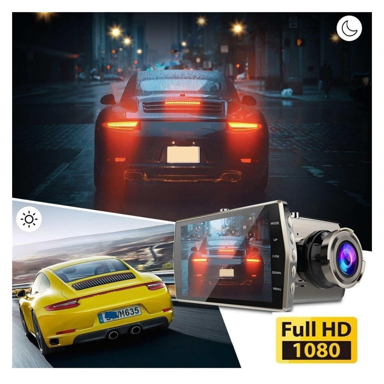 Kamera samochodowa wideorejestrator samochodowy Wi-Fi; Full HD 1080P kamera na deskę rozdzielczą kamera tylna kamera wideo rejestrator automatyczny monitor do parkowania Night Vision GPS Tracker czarn