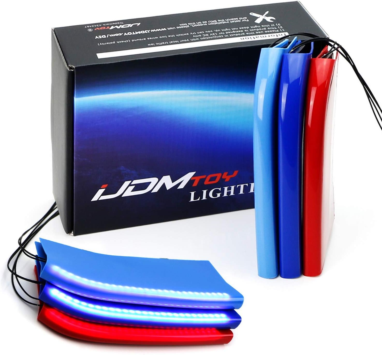 iJDMTOY LED Illuminated Iconic 3-Color LED Front Grille Insert Trims Compatible with 2014-18 X5 & 2015-16 X6 7-Beam Standard Center Kidney Grill