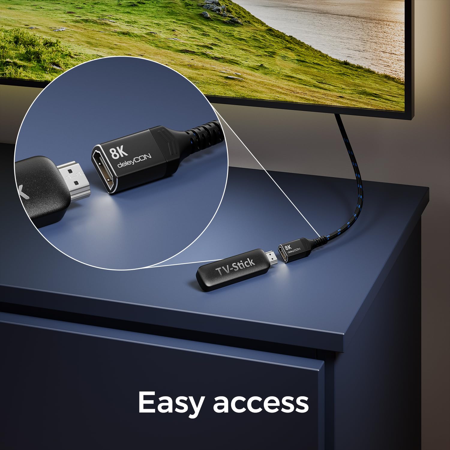 deleyCON 0,5m 8K Prolunga HDMI 2.1 - per TV, Monitor, PS4, PS5, Xbox, Soundbar Dolby Atmos eARC HDR10+ 48Gbps Accoppiatore Adattatore - 8K@60Hz, 4K@120Hz/144Hz, 2K@240Hz