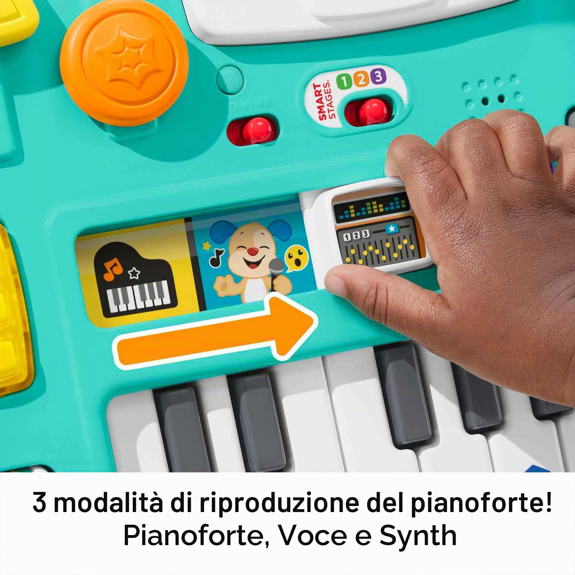 Fisher-Price Consolle per DJ Gioca e Impara, tavolino con Tastiera Musicale, luci, Suoni e canzoncine, contenuti Smart Stages,Giocattolo per Bambini, Edizione: Inglese, Imballaggio Ridotto, HTK83