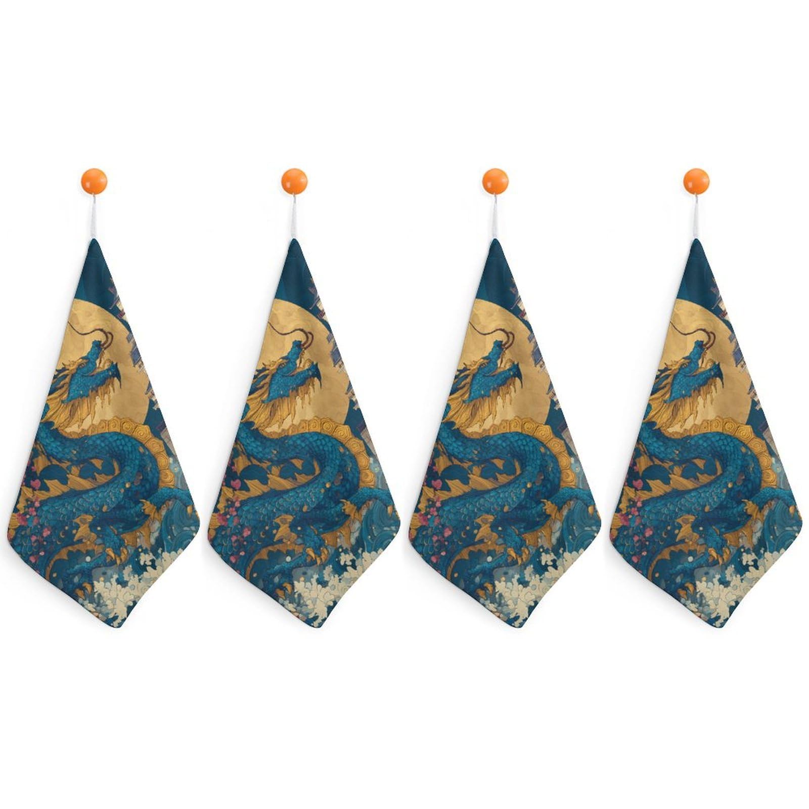 CGSBNGHA Chinese Dragon Moon Hand Towel Hanging Face Towels Cleaning Cloths Handkerchief for Bathroom Kitchen