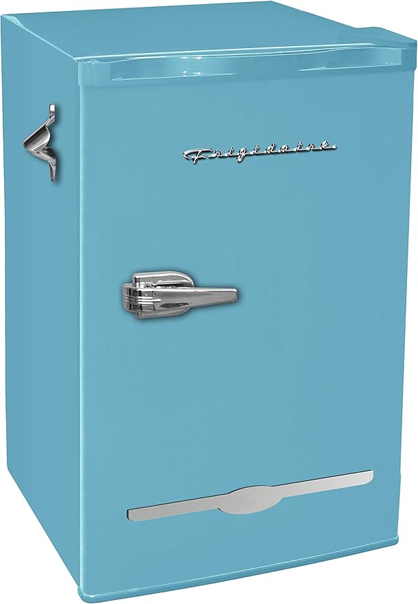 Frigidaire EFR376BLUE 3.2 Cu Ft Blue Retro Bar Fridge with Side Bottle