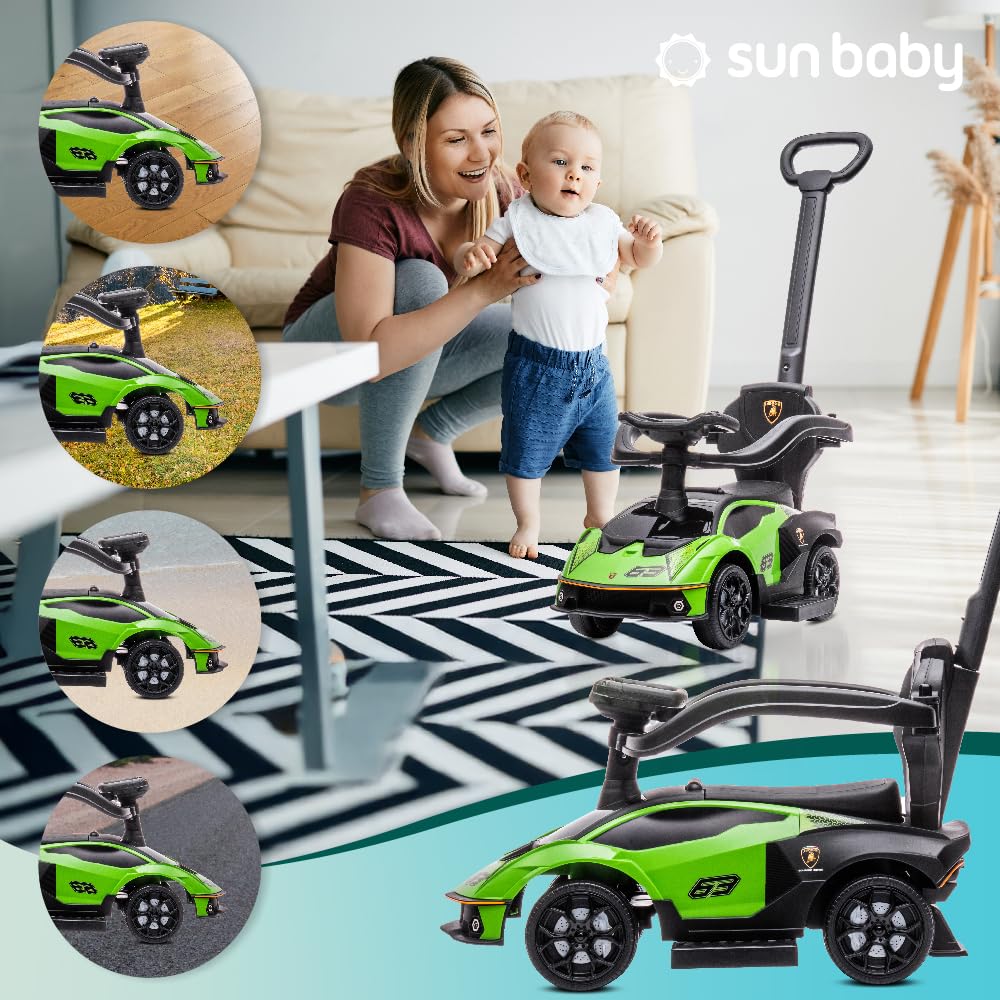 Rutschauto ab 1 Jahr mit Schiebestange, Kinderauto, Rutschauto Essenza SCV12, Auto Kinder (Grün)