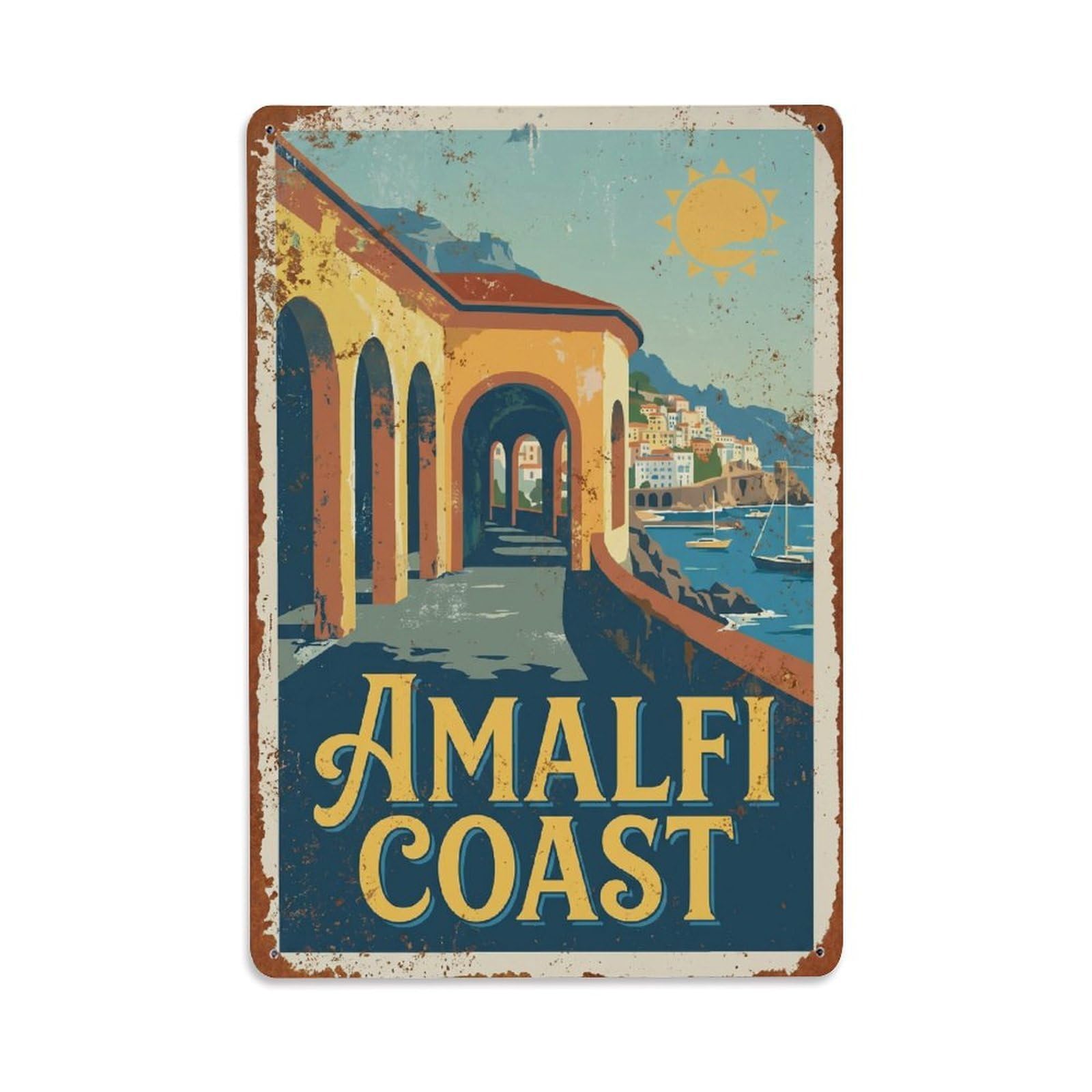 Vintage Travel Portico Italy Covered Metal Tin Sign
